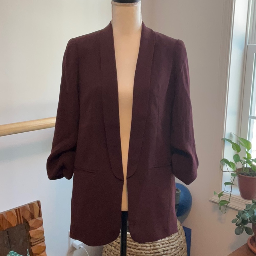 Express Burgundy Open Front Blazer